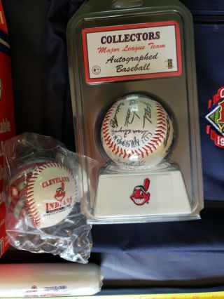 2001 Cleveland Indians Bobble Heads x3 Souvenir Ball Bat & 100 Years Bag 5