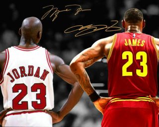 Michael Jordan Lebron James Chicago Bulls Cavs Signed Photo Autograph Reprint