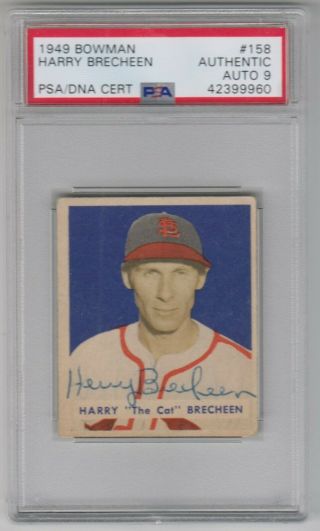 1949 Bowman Harry Brecheen St Louis Cardinals Signed Autograph Psa/dna 1/2