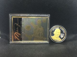 Upper Deck Michael Jordan 1 Oz Silver Coin & Nickel Gold Card ’d /2345