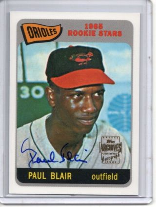 Paul Blair Auto 2001 Topps Archives 1965 Rookie Stars On Card Autograph Sp