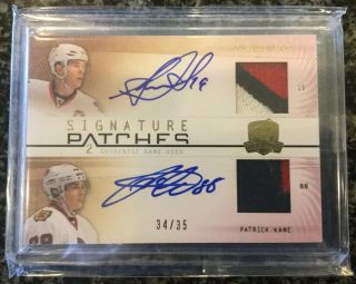 Jonathan Toews Patrick Kane 2009 - 10 Upper Deck The Cup Dual Patch Auto 34/35
