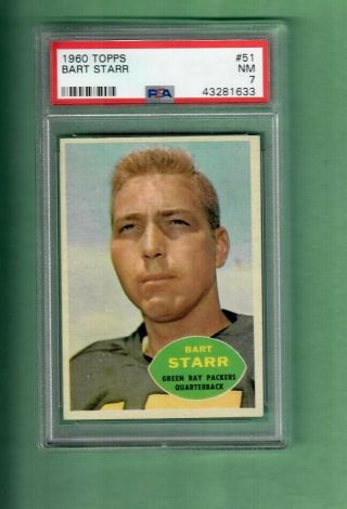 1960 Topps Football 51 Bart Starr Green Bay Packers Hof Near Psa 7