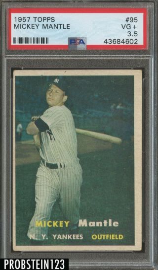 1957 Topps 95 Mickey Mantle York Yankees Hof Psa 3.  5 Vg,