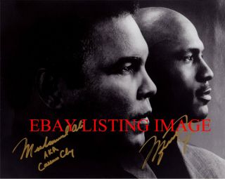 Muhammad Ali And Michael Jordan Signed Autograph 8x10 Rp Photo The Greatest