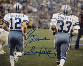 Roger Staubach Tony Dorsett Dallas Cowboys Signed 8x10 Autographed Photo Rp