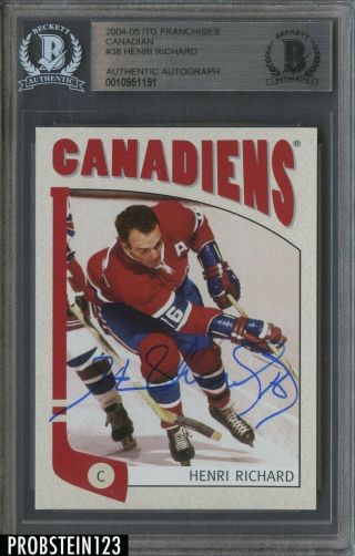 2004 - 05 In The Game Itg Franchises Canadian Henri Richard Auto Bgs Bas Authentic