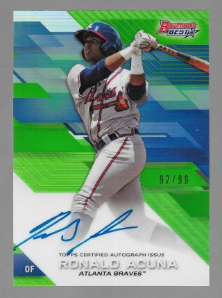 Ronald Acuna 2017 Bowmans Best Green Refractor Rookie Auto 92/99 Braves