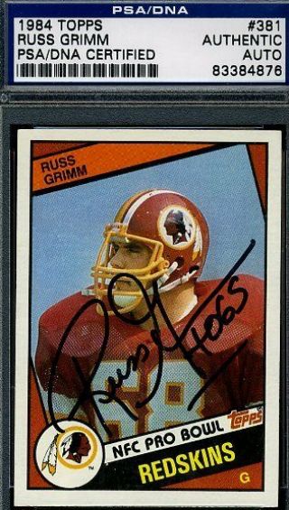 Russ Grimm Rookie Signed Psa/dna 1984 Topps Authentic Autograph