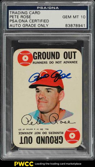 1968 Topps Game Pete Rose Auto 30 Psa/dna 10 Gem (pwcc)