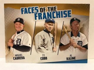 2019 Topps Faces Of The Franchise Gold 5 X 7 Tigers Mig Cabrera Cobb Kaline 5/10