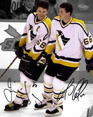 Mario Lemieux Jaromir Jagr Pittsburgh Penguins Signed Photo Autograph Reprint