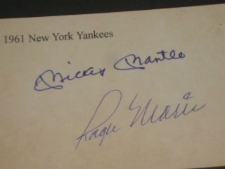 Roger Maris Mickey Mantle Signed 1961 Yankees Team Baseball Card (rp) Read