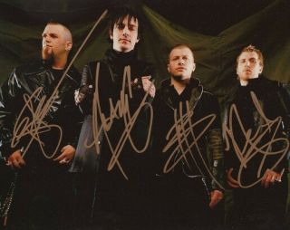 Three Days Grace Group Band Signed Photo 8x10 Rp Autographed All Members Cd