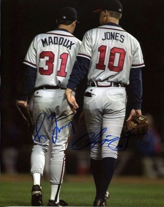 Greg Maddux & Chipper Jones Autographed 8x10 Photo Reprint Atlanta Braves
