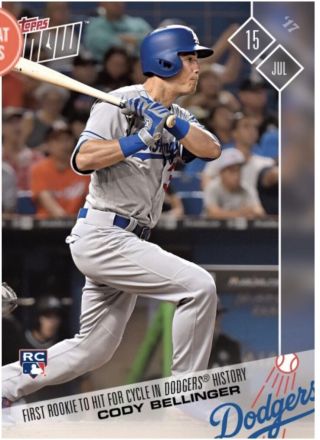 2017 Topps Now 356 Cody Bellinger 1st Rookie Dodgers History To Hit For Cycle