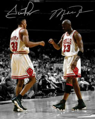 Michael Jordan Scottie Pippen Chicago Bulls Signed Photo Autograph Reprint