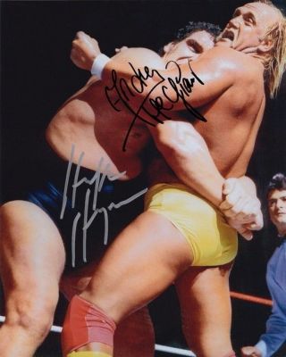 Andre The Giant & Hulk Hogan Signed Photo 8x10 Rp Autographed Wwe Wwf Wrestling