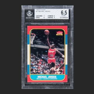 1986 Fleer Michael Jordan Chicago Bulls 57 Basketball Beckett Graded 6.  5
