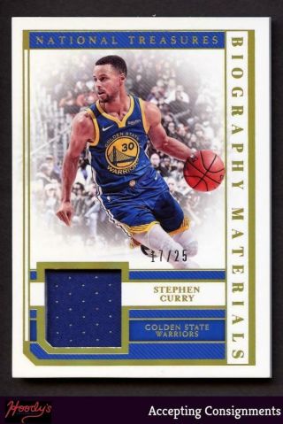 2018 - 19 National Treasures Biography Materials Prime Stephen Curry Patch 17/25