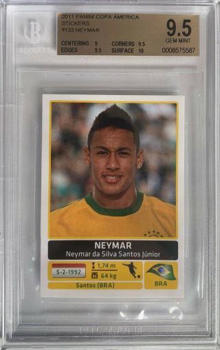 Neymar Rookie Brazil Copa America 2011 133 Panini.  Bgs 9.  5 (9 - 9.  5 - 9.  5 - 10)