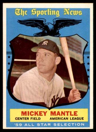 1959 Topps 564 Mickey Mantle Yankees All Star Nm - Mt To Nm - Mt,
