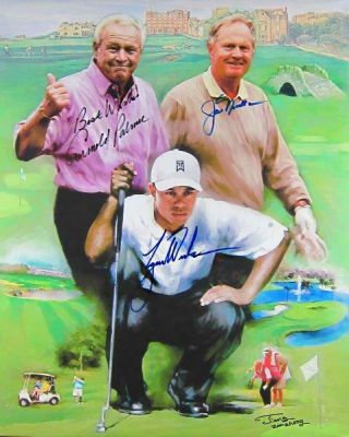 Reprint - Jack Nicklaus - Tiger Woods - Arnold Palmer Glossy 8x10 Photo Poster