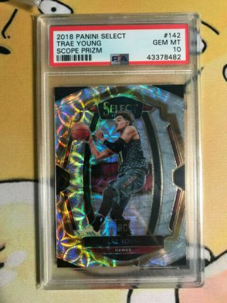 Trae Young 2018 - 19 Panini Select Rookie Rc Scope Prizm Psa 10 Gem