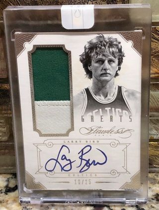 Larry Bird 2012 - 13 Panini Flawless Two Color Gu Patch Auto 10/25 Hof