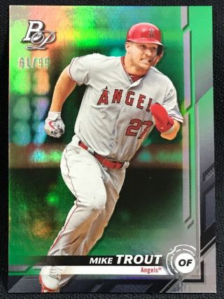 2019 Bowman Platinum Green Base Parallel /99 Mike Trout Los Angeles Angels