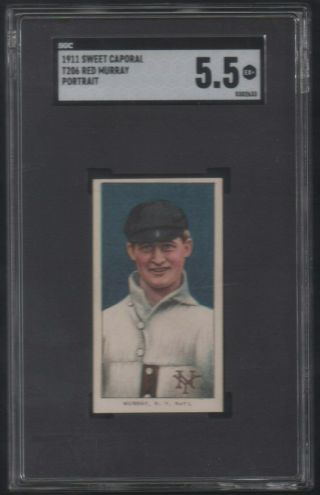 1909 - 1911 T206 Red Murray Portrait York Giants Sgc 5.  5 Ex,  Sweet Caporal