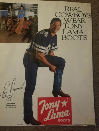 Vintage Jay Novacek Dallas Cowboy 84 All Pro Tony Lama Boots Store Poster