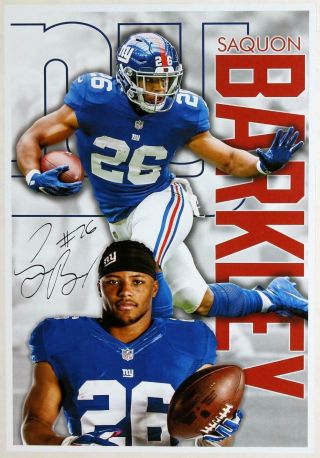 York Giants Saquon Barkley Pre - Autographed Lithographed Poster