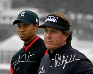 Tiger Woods Phil Mickelson Pga Golf Signed Photo Autograph Reprint
