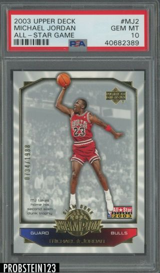 2003 Upper Deck All - Star Game Michael Jordan Chicago Bulls Hof /1988 Psa 10