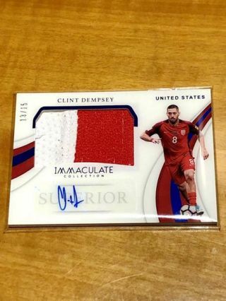 2018 - 19 Immaculate Clint Dempsey Superior 2 - Color Patch Match Worn Auto Card /15