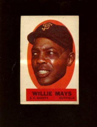 1963 Topps Peel Off Baseball Card Insert Willie Mays