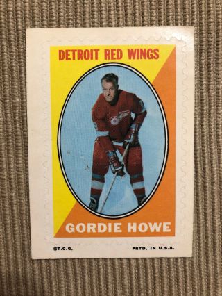 Vintage 1970 - 71 Topps Gordie Howe Sticker Stamp Detroit Red Wings Unpunched