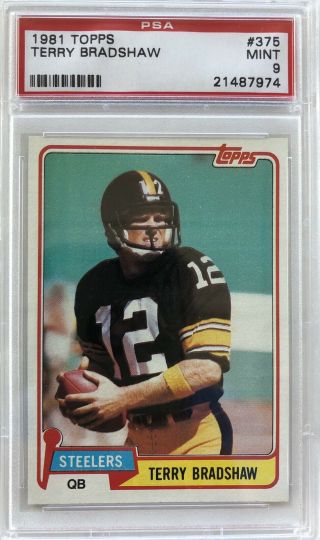 1981 Topps Football 375 Terry Bradshaw - Psa 9 - Pittsburgh Steelers Hof