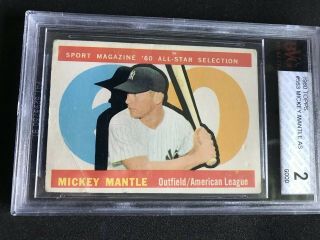 1960 Topps Mickey Mantle All - Star 563 Baseball Card Bvg 2 - W/ 7.  5 Sub Grades