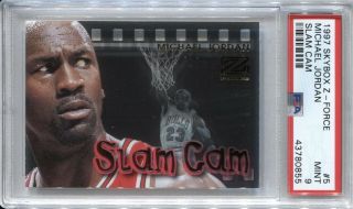 Michael Jordan Psa 9 1997 Skybox Z - Force Basketball 5 Slam Cam Insert 0855