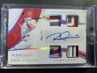 Rhys Hoskins 2019 Immaculate Auto Quad Relic Laundry Tag Auto 1/1 One Of One