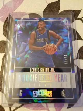 2017 - 18 Contenders Dennis Smith Jr.  Rookie Of The Year Cracked Ice 01/25 1/1