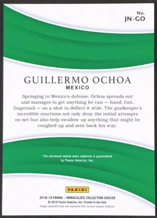 Guillermo Ochoa/Mexico 2018/19 Panini Immaculate Soccer Jersey Numbers Card 7/17 2