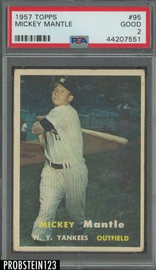 1957 Topps 95 Mickey Mantle York Yankees Hof Psa 2 Good