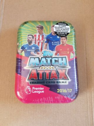 Topps Match Attax Trading Card Game Tin Uk Premier League Season 2016 / 2017