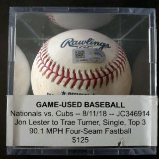 Trea Turner Single Lester 8/11/18 Cubs Rizzo 1000th Hit Game Baseball Mlb