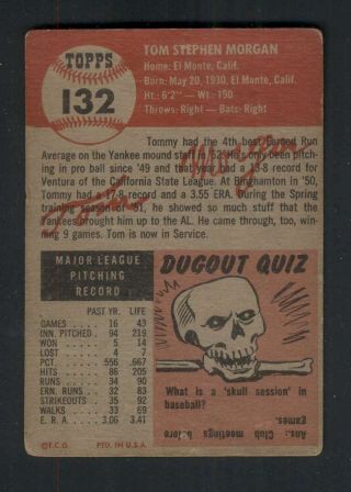 1953 Topps 132 Tom Morgan VG/VGEX Yankees 87390 2