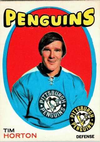 1971 - 72 O - Pee - Chee Tim Horton Vintage Hockey Card 186 Pittsburgh Penguins Bv