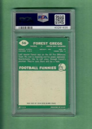 1960 TOPPS FOOTBALL 56 FOREST GREGG GREEN BAY PACKERS VG - EX PSA 4 2
